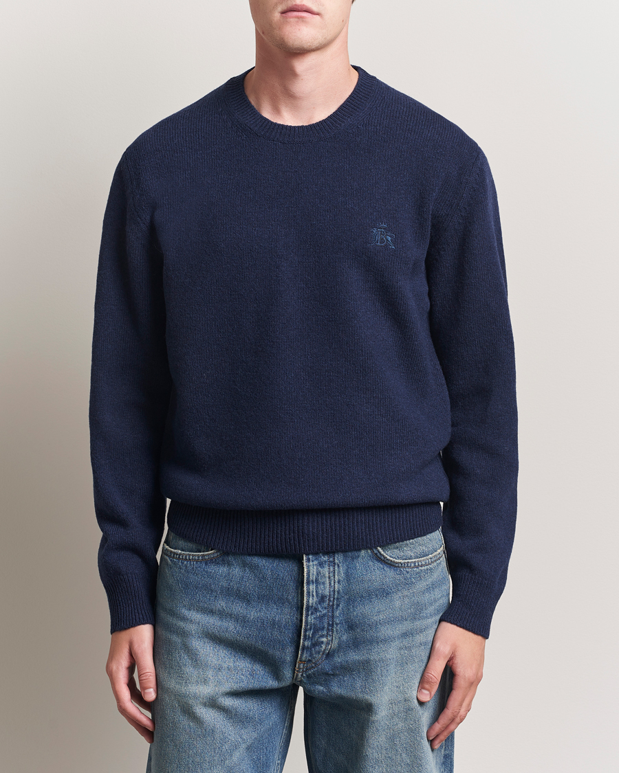 Heren | Truien | Baracuta | Shetland Virgin Wool Crew Neck Navy