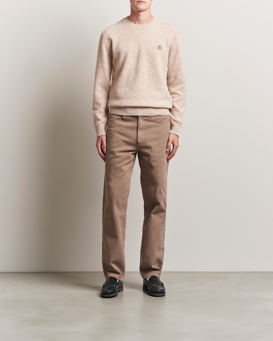 Heren | Truien | Baracuta | Shetland Virgin Wool Crew Neck Antique White