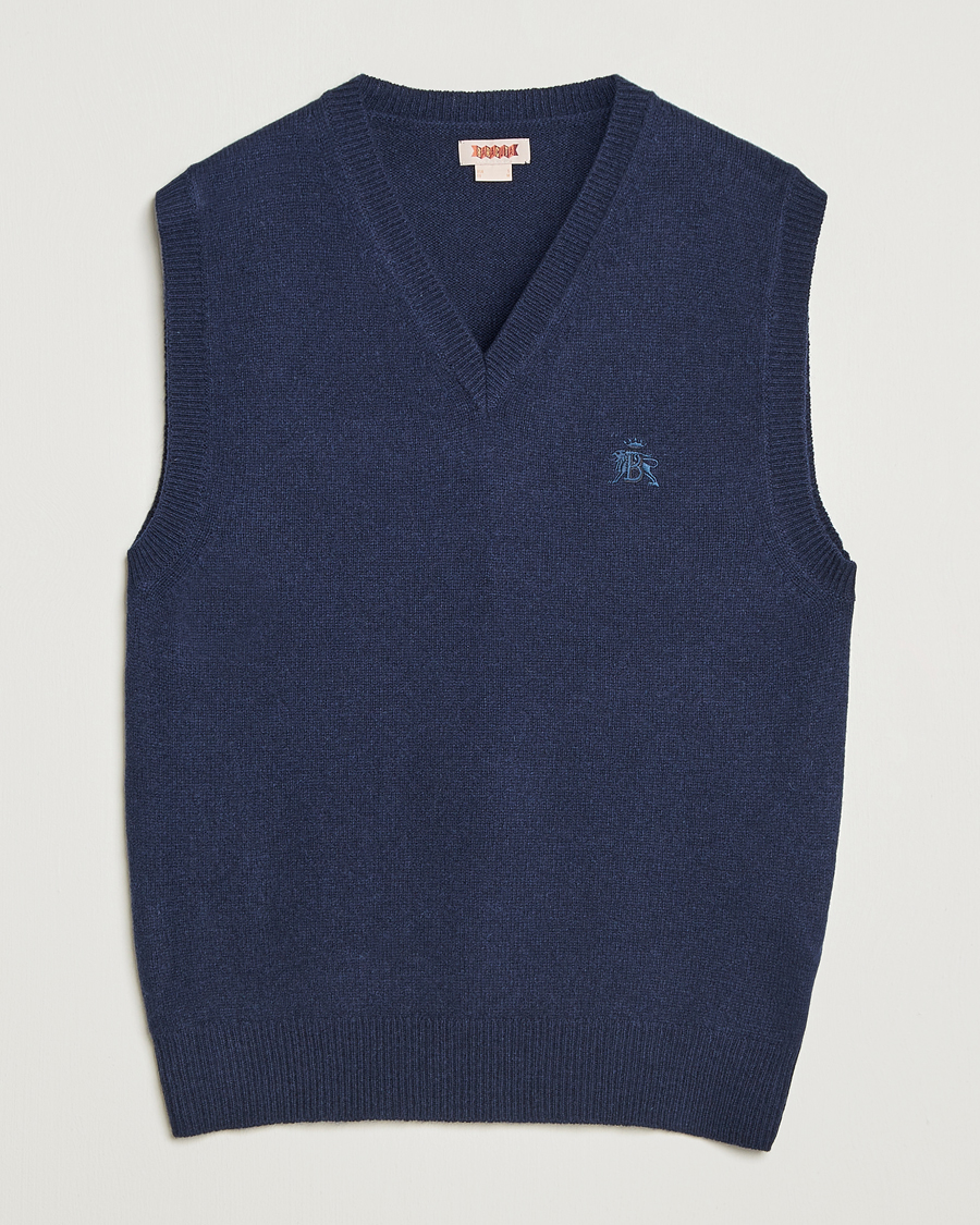 Homme | Pulls Et Tricots | Baracuta | Shetland Virgin Wool Vest Navy