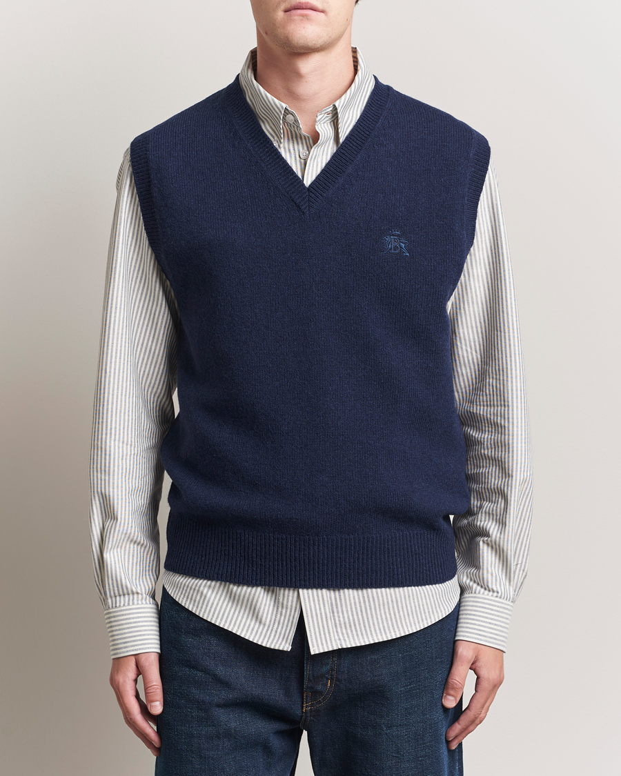 Homme | Pulls Et Tricots | Baracuta | Shetland Virgin Wool Vest Navy