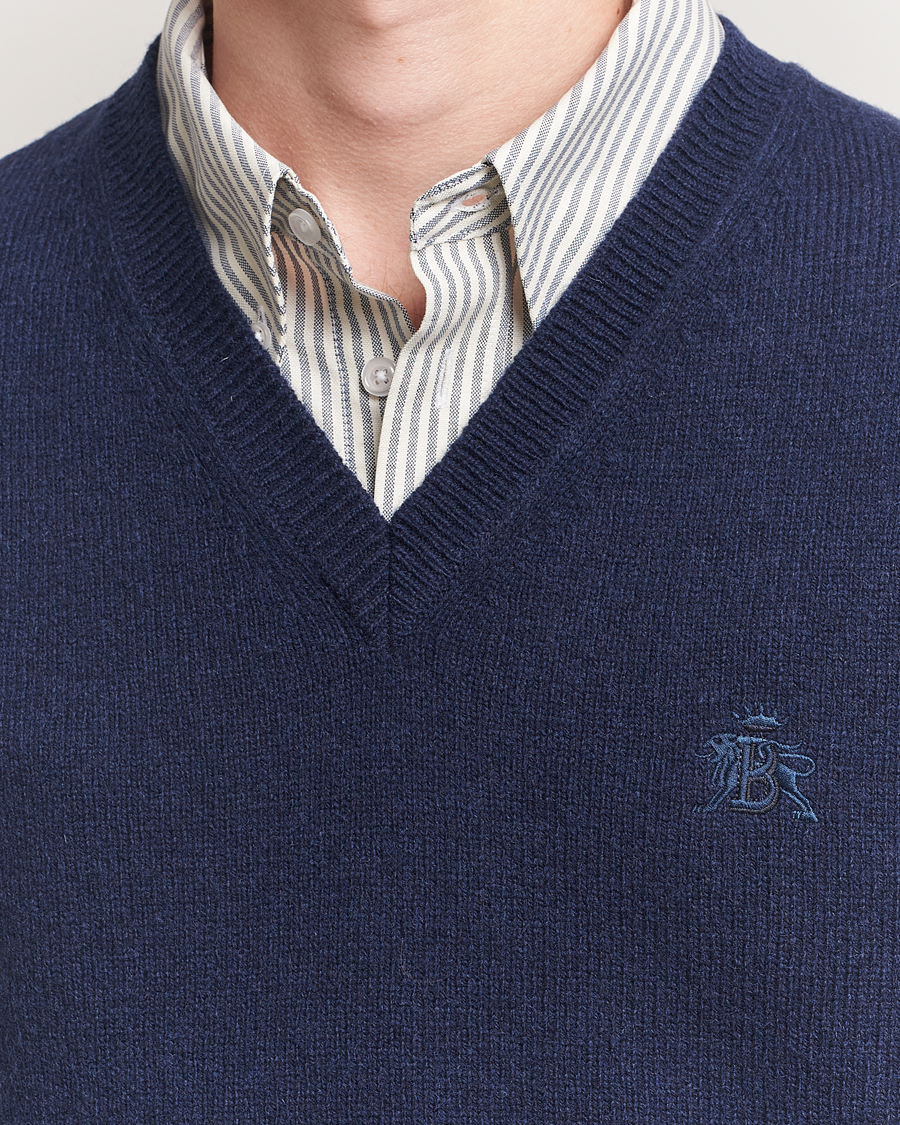 Homme | Pulls Et Tricots | Baracuta | Shetland Virgin Wool Vest Navy