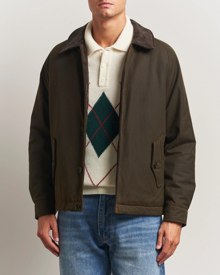 Heren | Jassen | Baracuta | Waxed Sherling Lined Deck Jacket Deep Moss