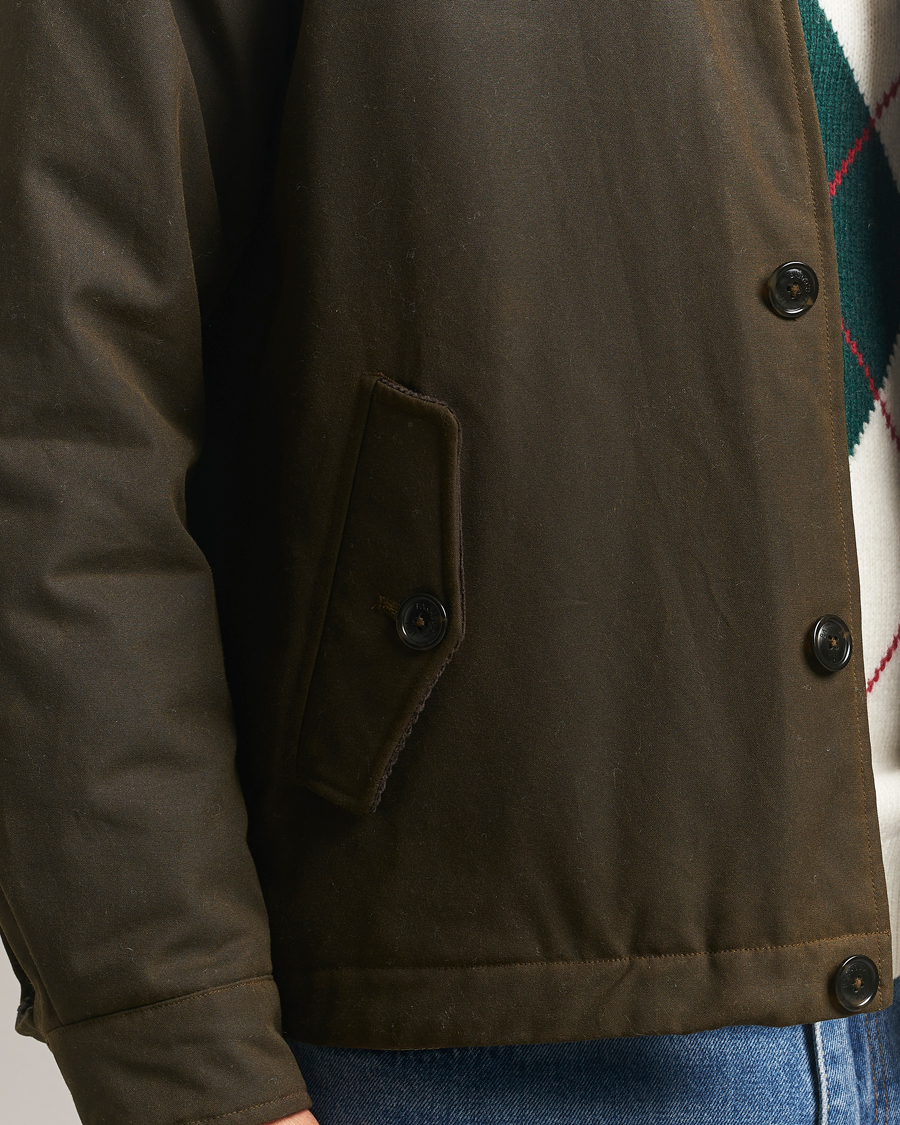 Heren | Jassen | Baracuta | Waxed Sherling Lined Deck Jacket Deep Moss