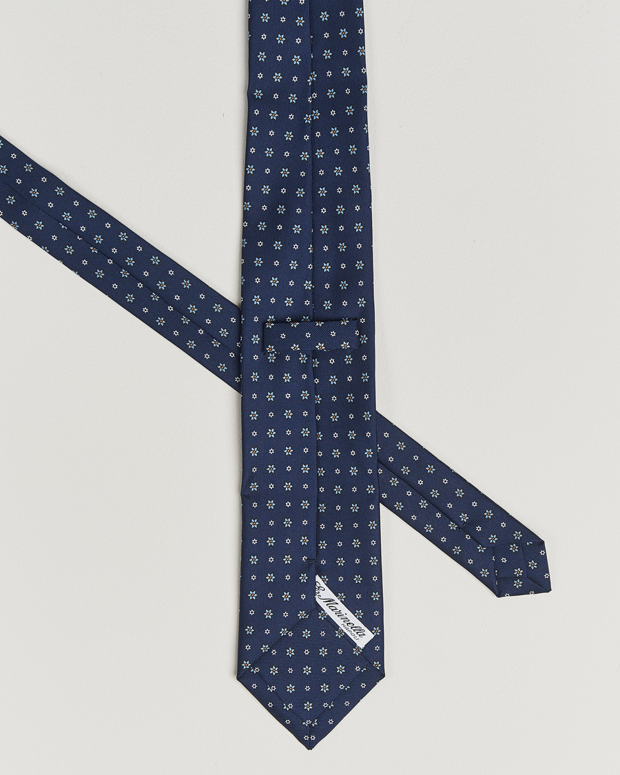 Heren | Stropdassen | E. Marinella | 3-Fold Printed Silk Tie Navy