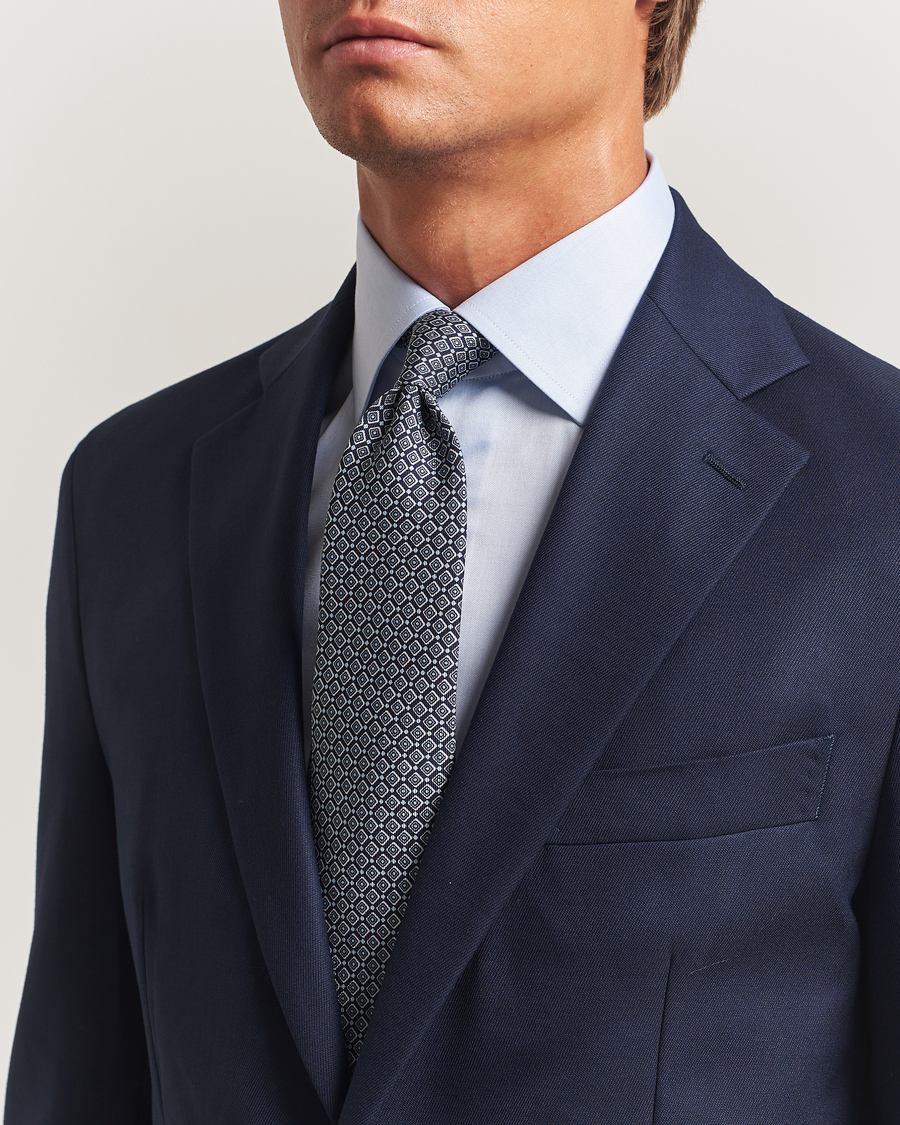 Heren | Stropdassen | E. Marinella | 3-Fold Printed Silk Tie Navy