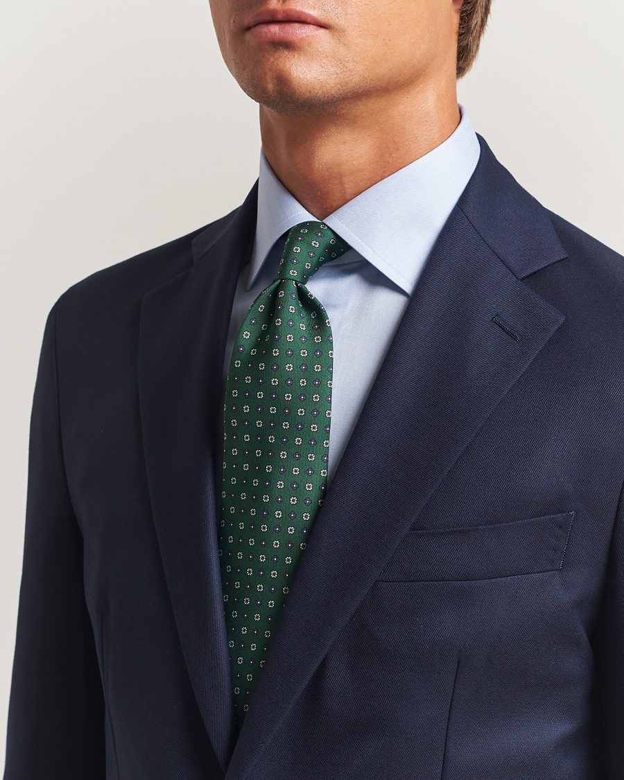 Heren | Stropdassen | E. Marinella | 3-Fold Printed Silk Tie Dark Green