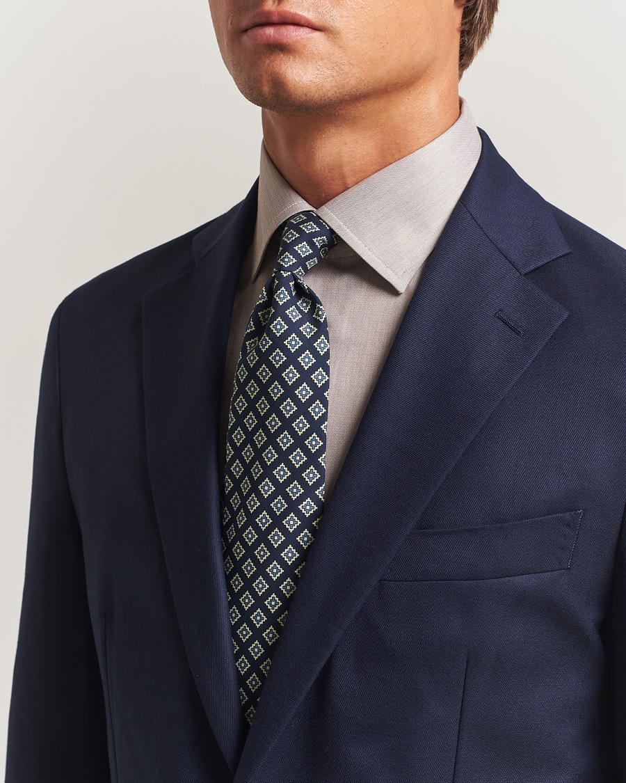 Homme | Cravates | E. Marinella | Archivio 3-Fold Printed Silk Tie Navy