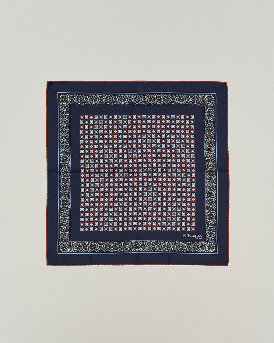 Heren | Pochets | E. Marinella | Silk Pocket Square Navy