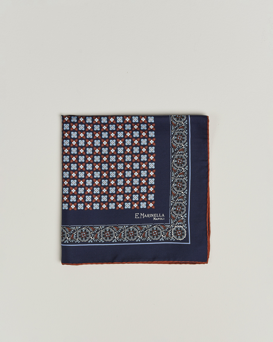 Heren | Pochets | E. Marinella | Silk Pocket Square Navy