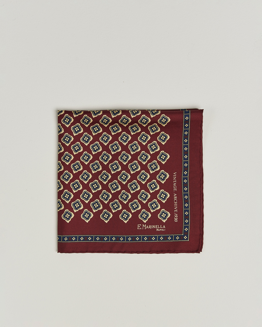Homme | Pochettes De Costume | E. Marinella | Archivio Silk Pocket Square Burgundy