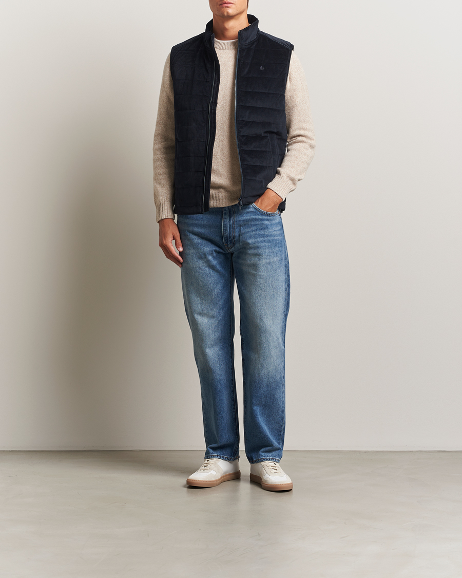 Homme | Gilets | Morris | Ted Quilted Cord Vest Blue