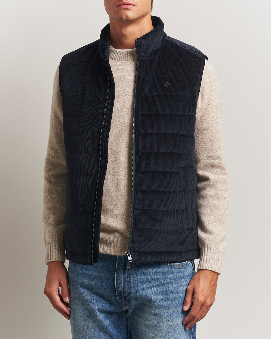 Homme | Gilets | Morris | Ted Quilted Cord Vest Blue