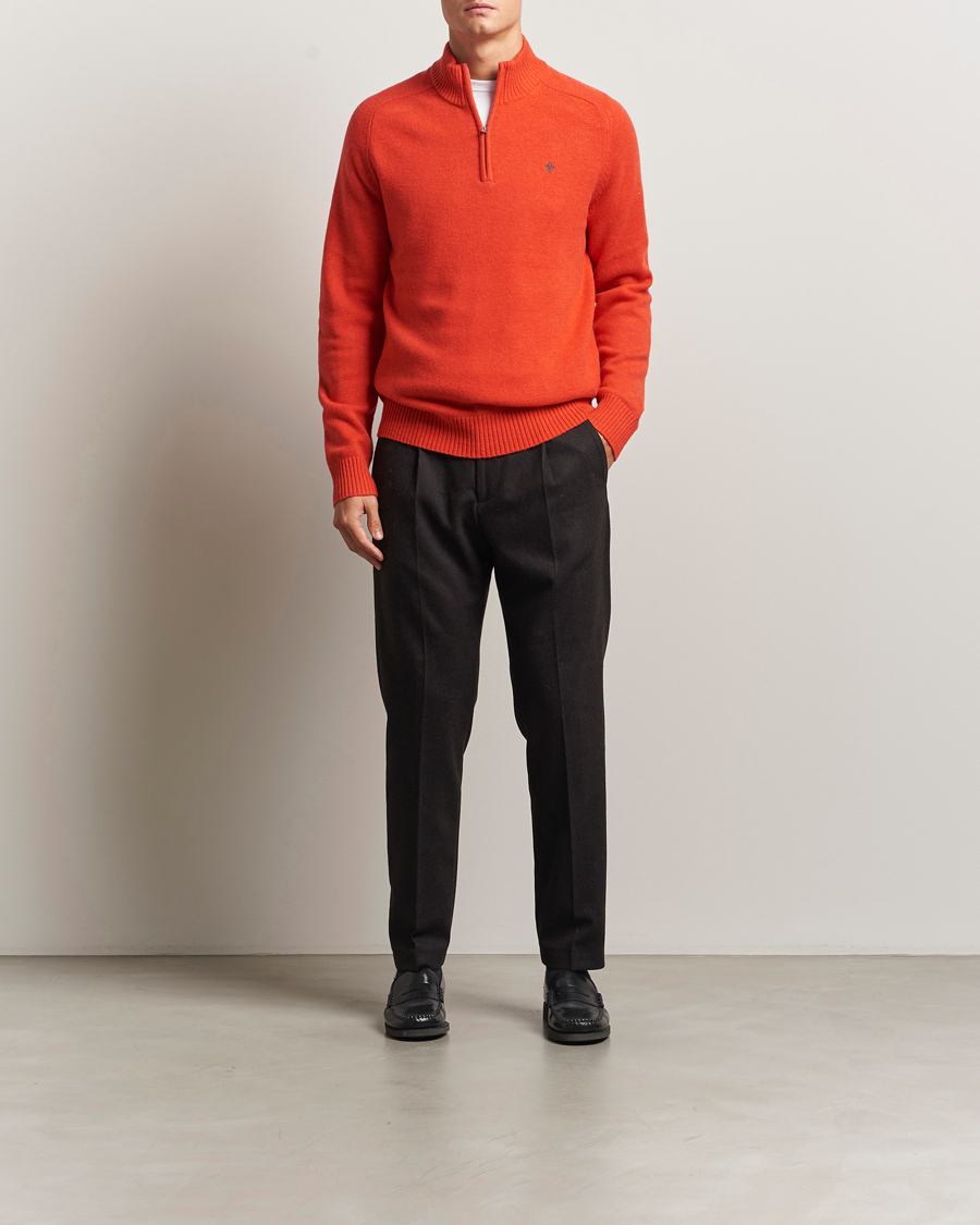 Heren | Truien | Morris | Hertford Lambswool Merino Half Zip Red