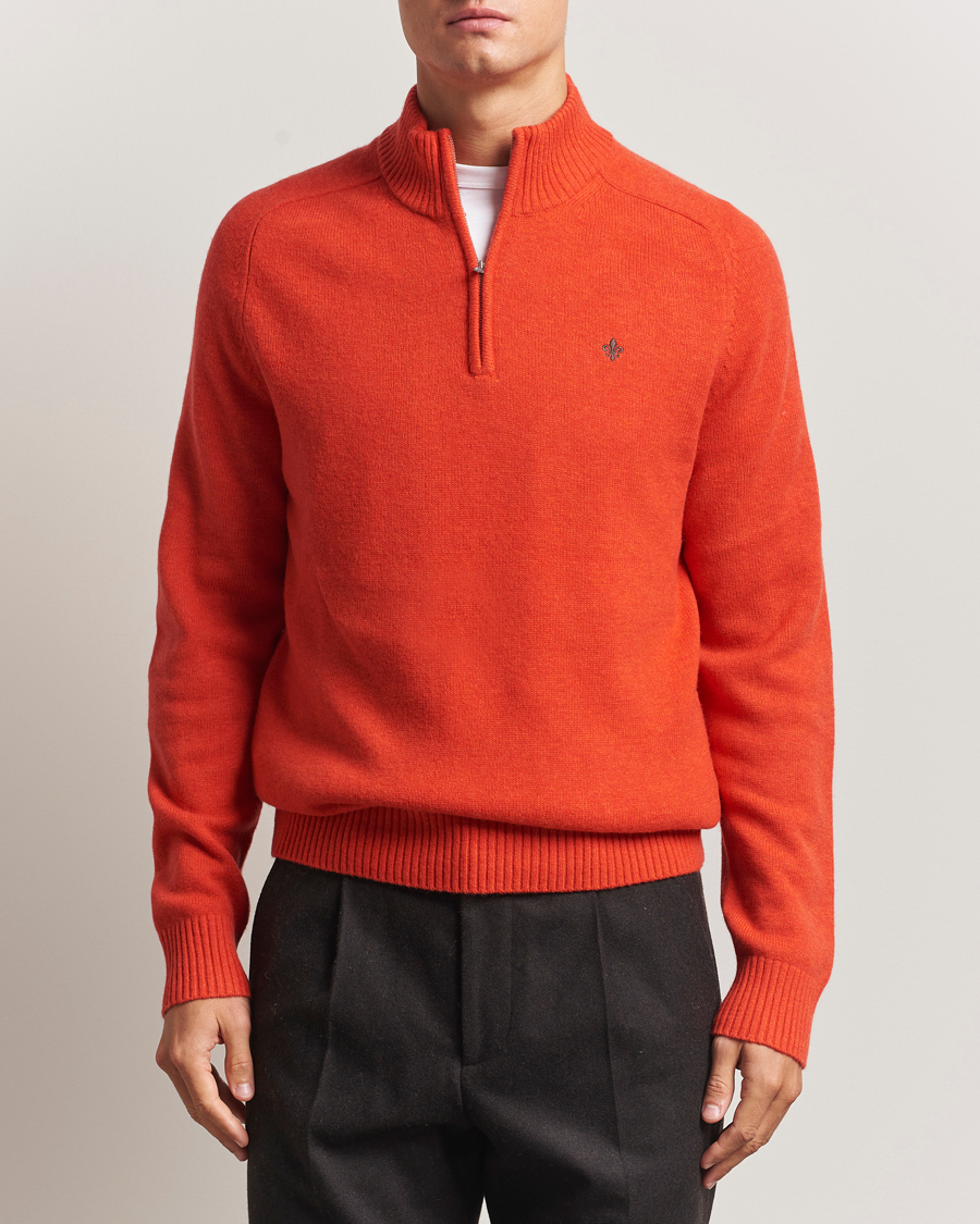 Heren | Truien | Morris | Hertford Lambswool Merino Half Zip Red