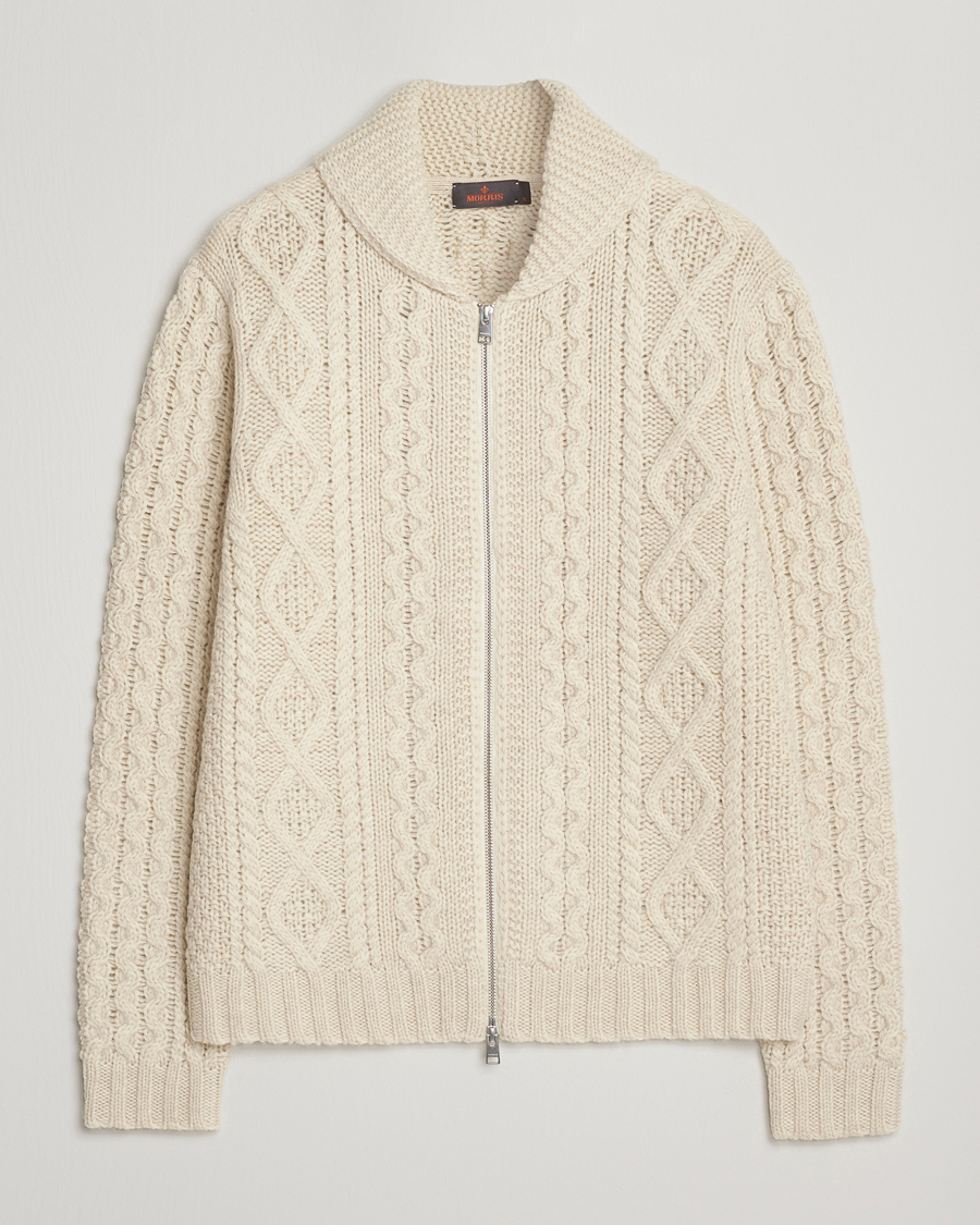 Homme | Pulls Et Tricots | Morris | Cornwall Cable Full Zip Jacket OfF White