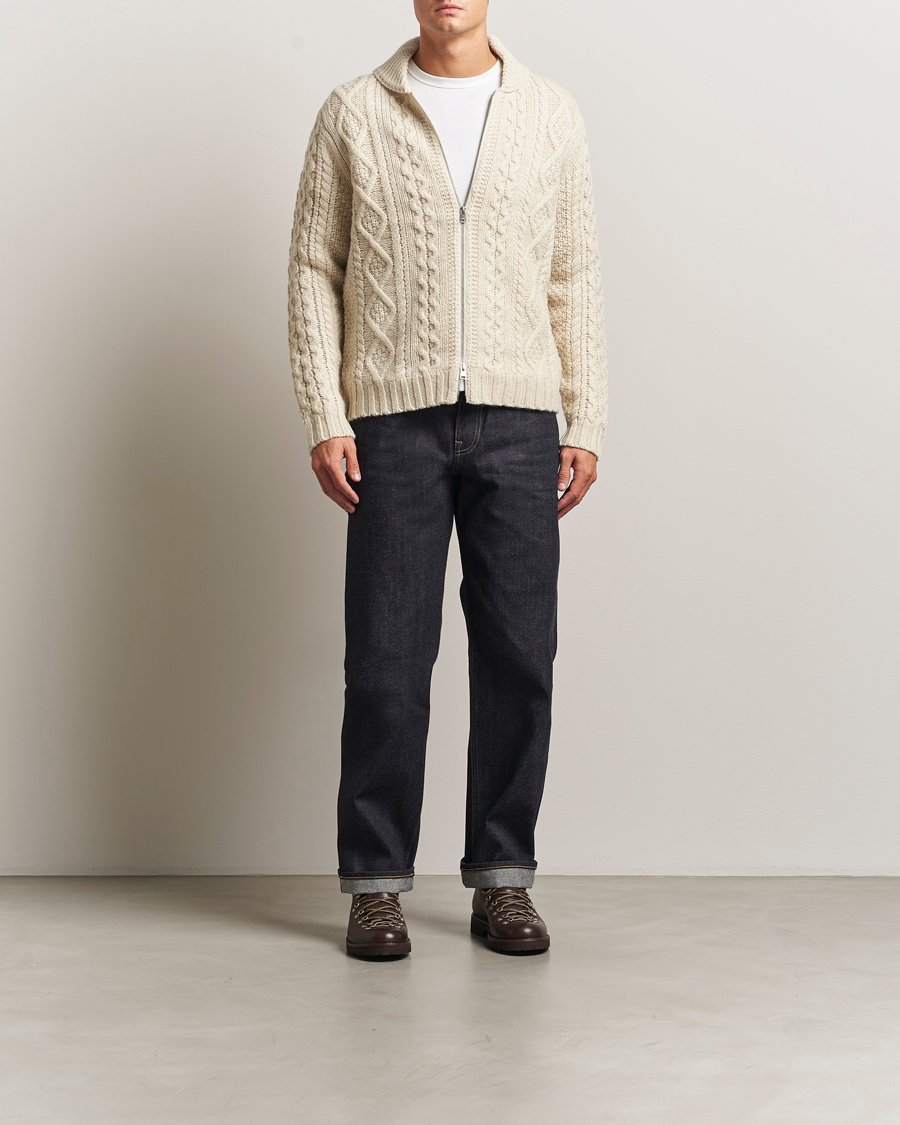 Homme | Pulls Et Tricots | Morris | Cornwall Cable Full Zip Jacket OfF White