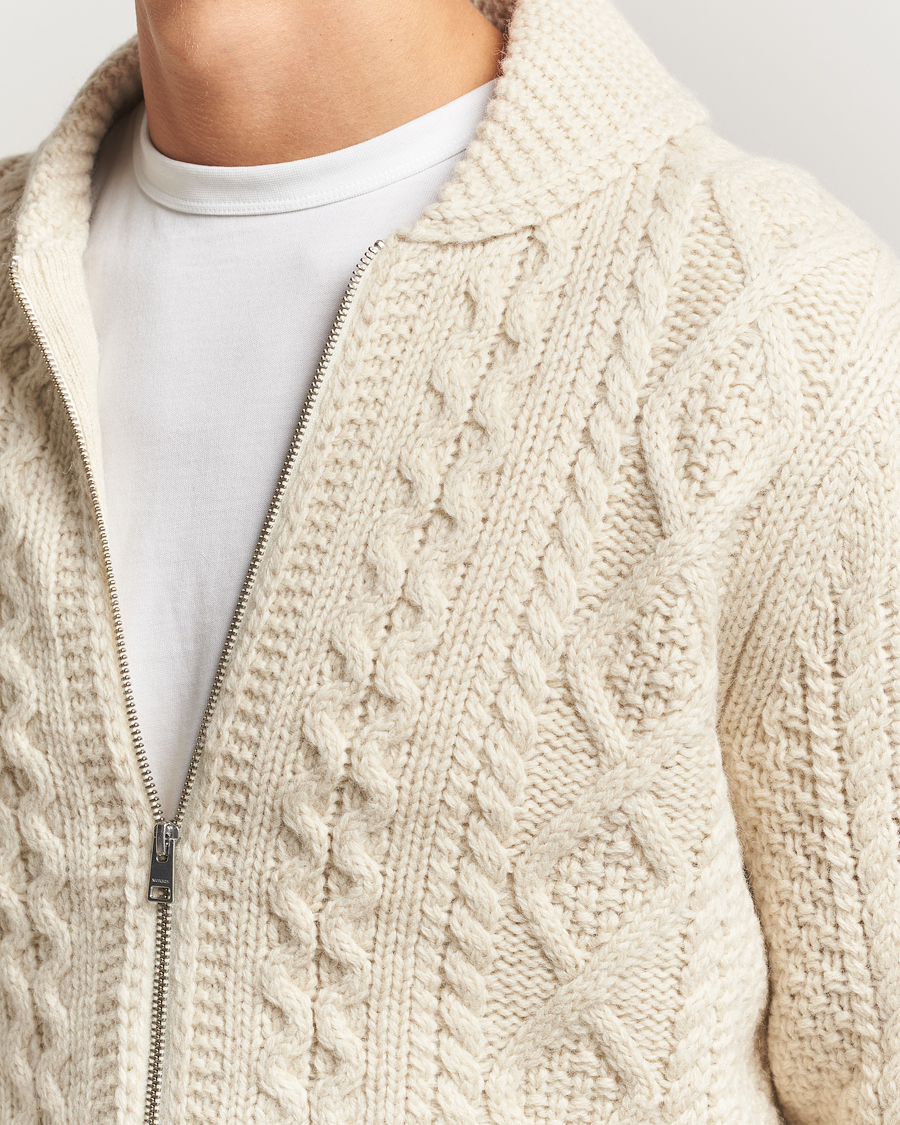 Homme | Pulls Et Tricots | Morris | Cornwall Cable Full Zip Jacket OfF White