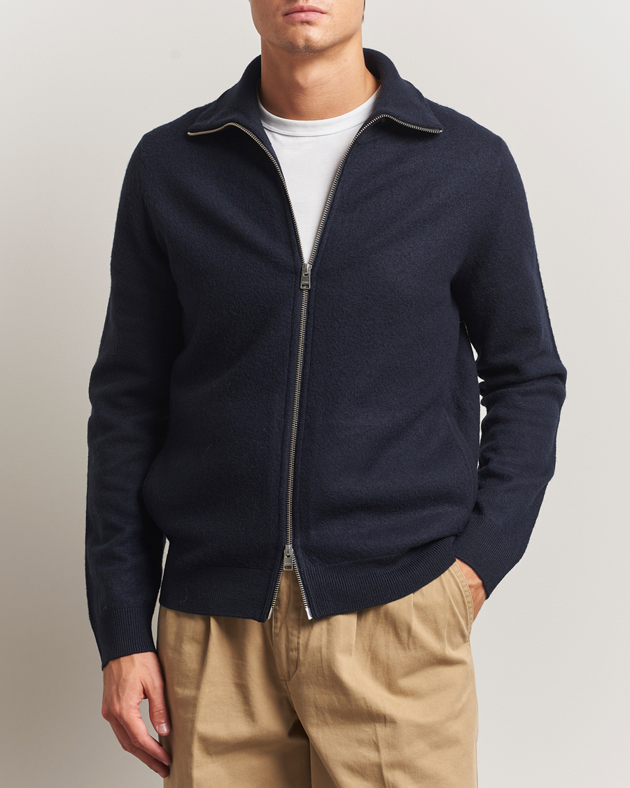 Heren | Truien | Morris | Corke Knitted Zip Jacket Navy