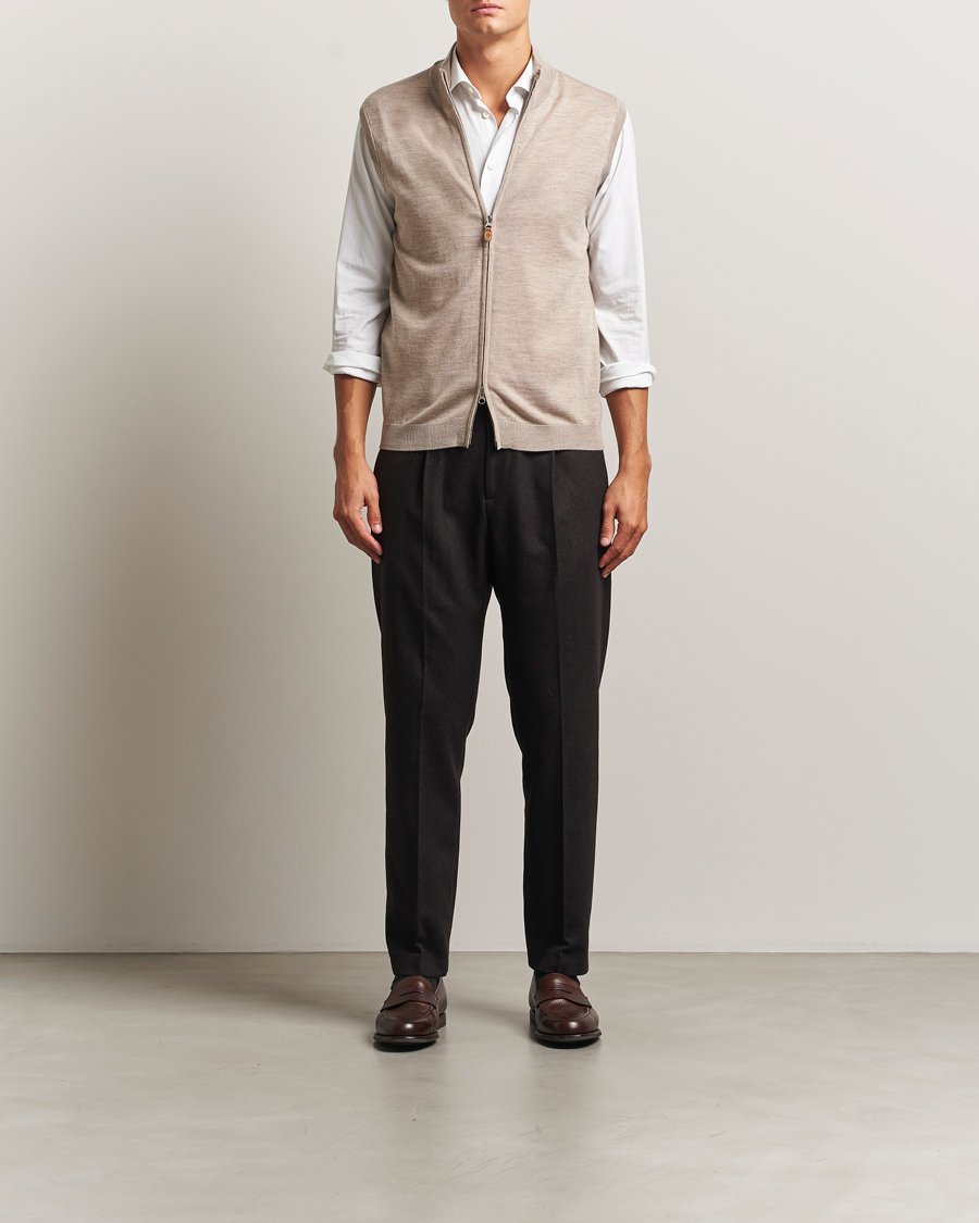 Heren | Truien | Morris | Merino Zip Vest Khaki
