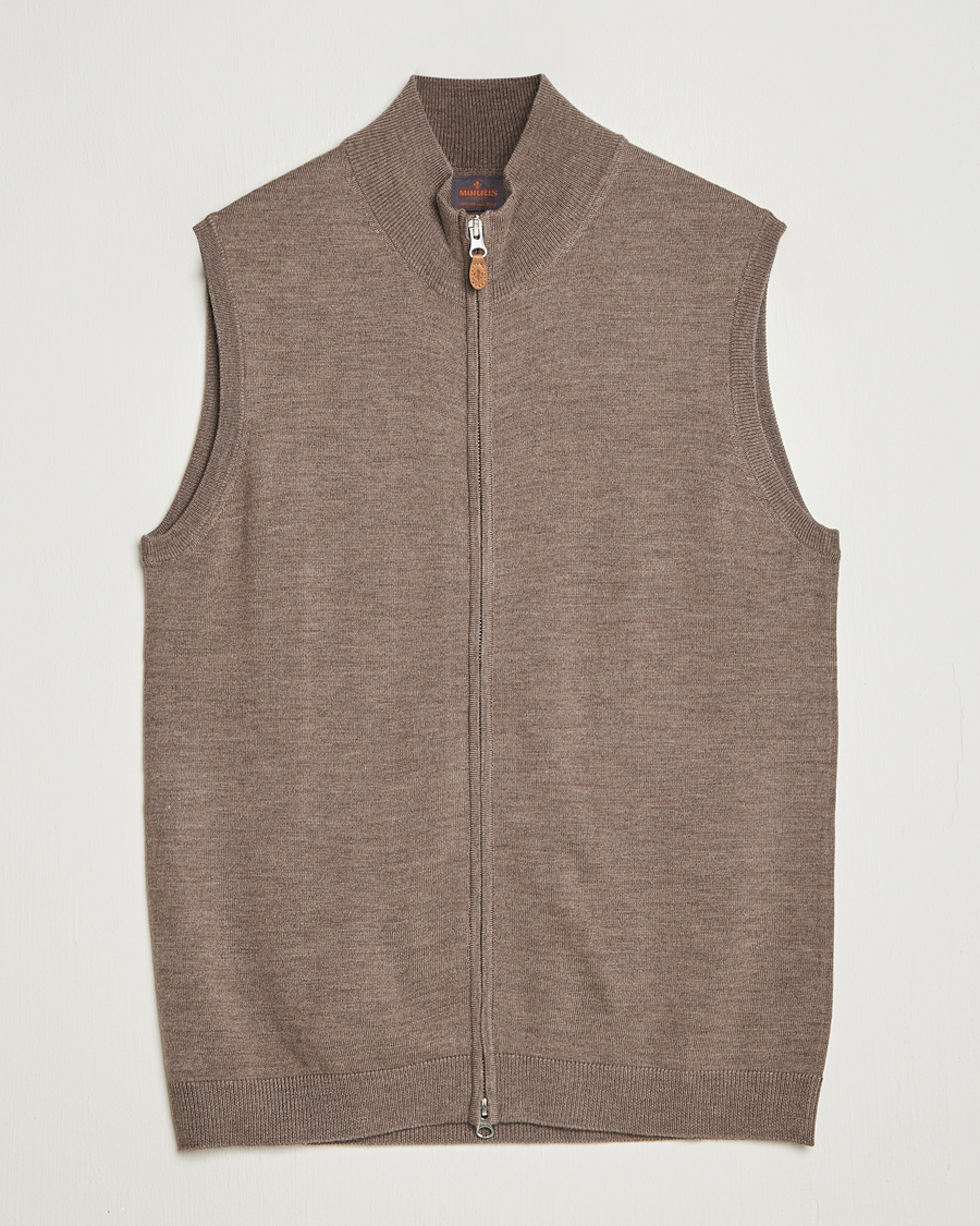 Homme | Pulls Et Tricots | Morris | Merino Zip Vest Brown