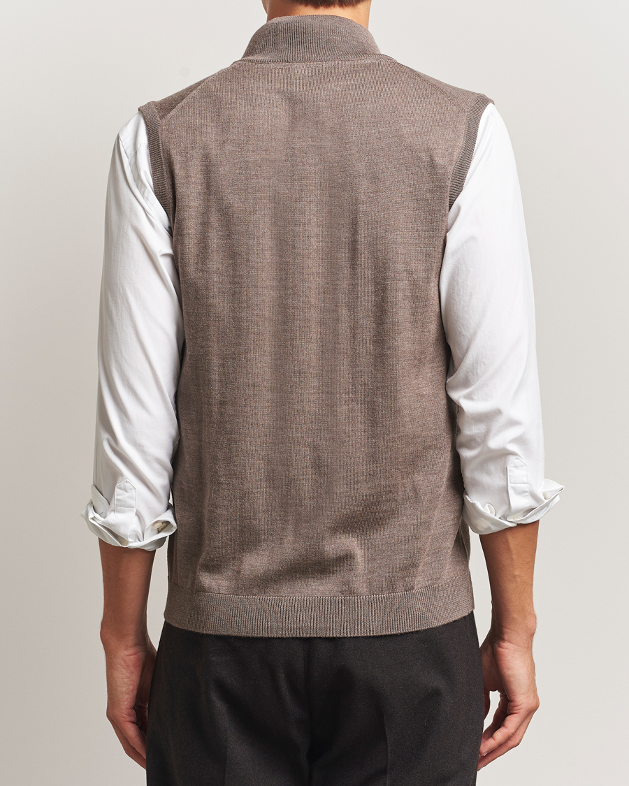 Homme | Pulls Et Tricots | Morris | Merino Zip Vest Brown