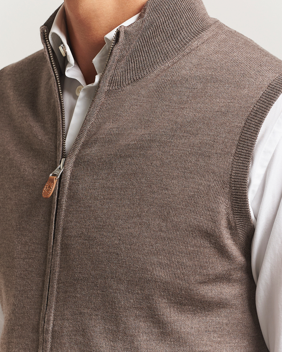 Homme | Pulls Et Tricots | Morris | Merino Zip Vest Brown
