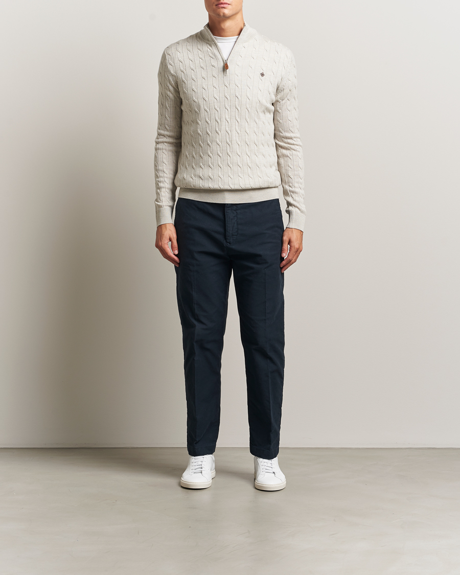 Homme | Pulls Et Tricots | Morris | Merino Cable Half Zip Off White