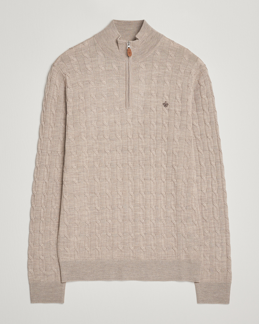 Homme | Pulls Et Tricots | Morris | Merino Cable Half Zip Khaki