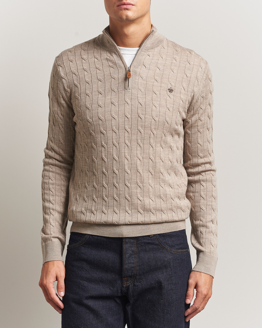 Homme | Pulls Et Tricots | Morris | Merino Cable Half Zip Khaki