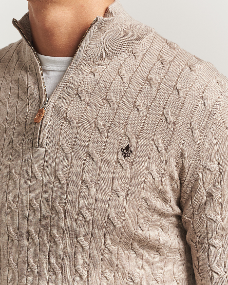 Homme | Pulls Et Tricots | Morris | Merino Cable Half Zip Khaki