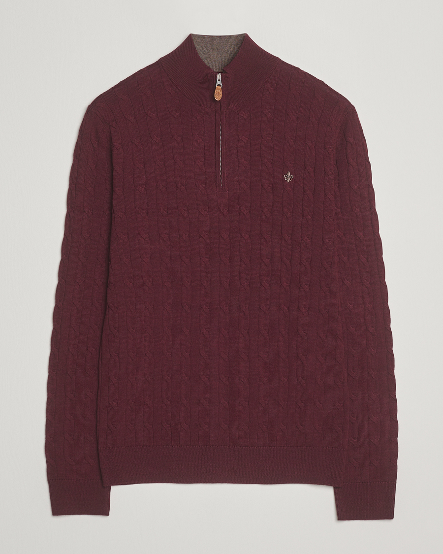 Homme | Pulls Et Tricots | Morris | Merino Cable Half Zip Wine Red
