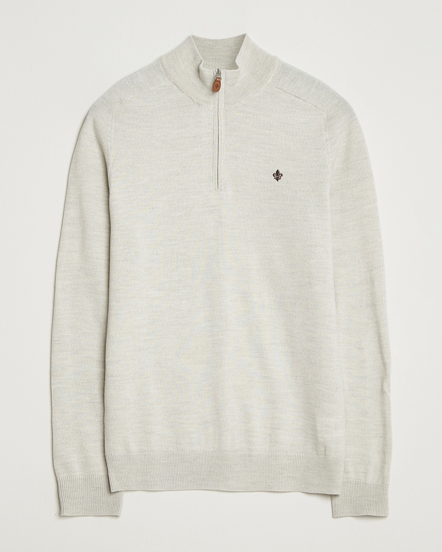 Heren | Truien | Morris | John Merino Half Zip Off White