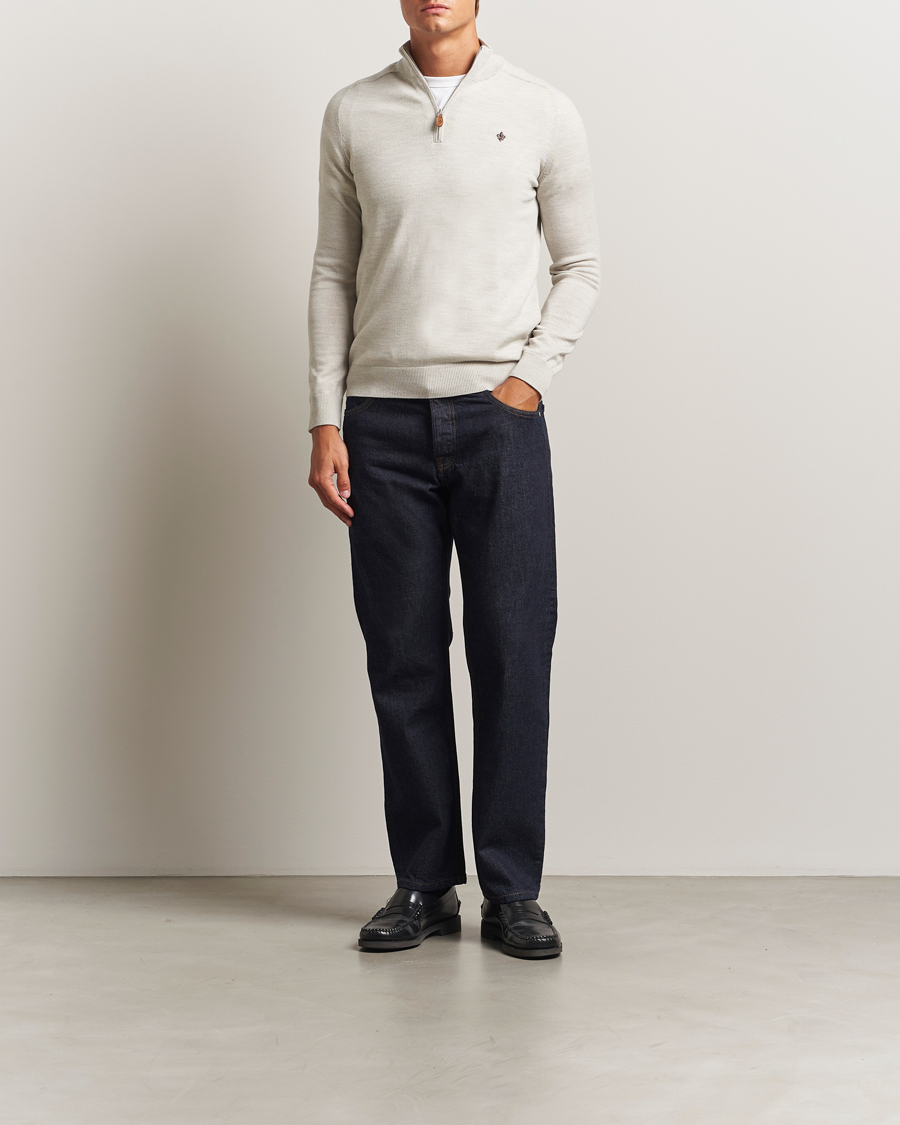 Heren | Truien | Morris | John Merino Half Zip Off White