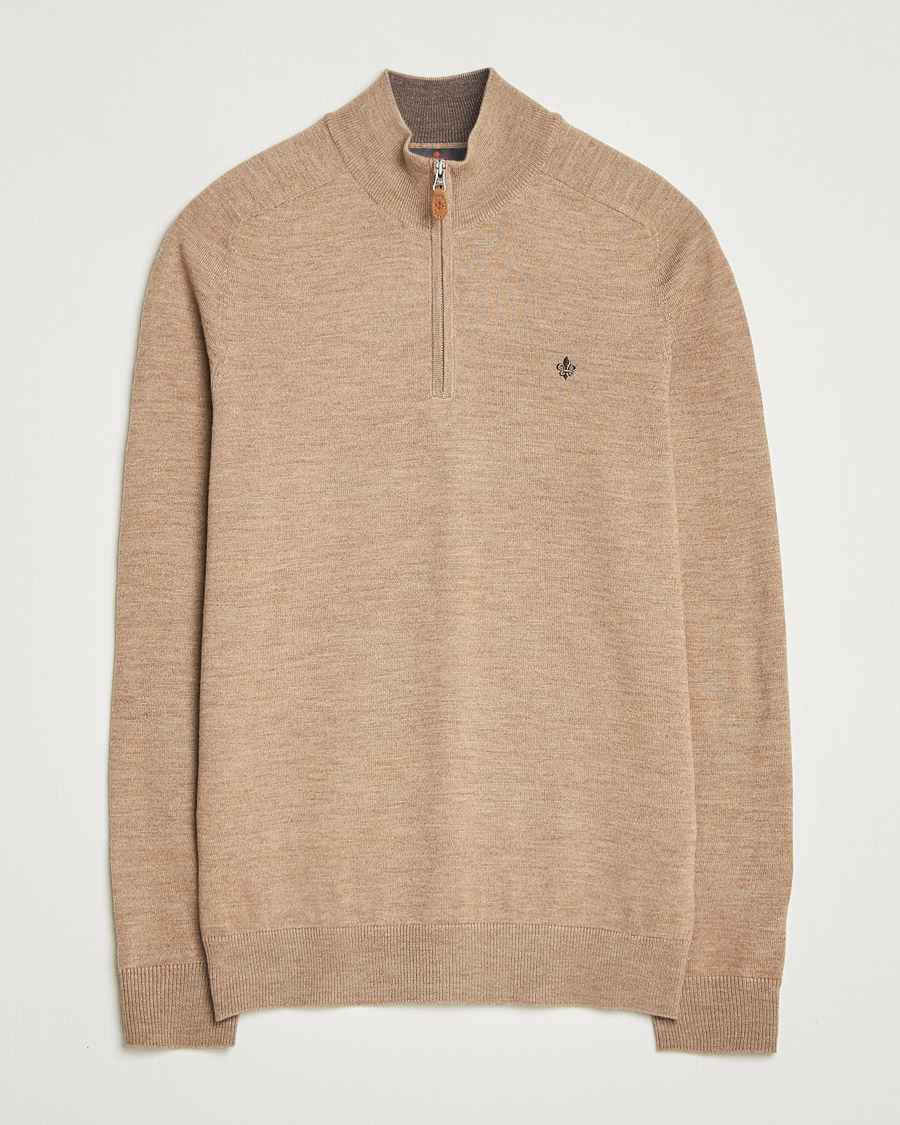 Heren | Truien | Morris | John Merino Half Zip Camel