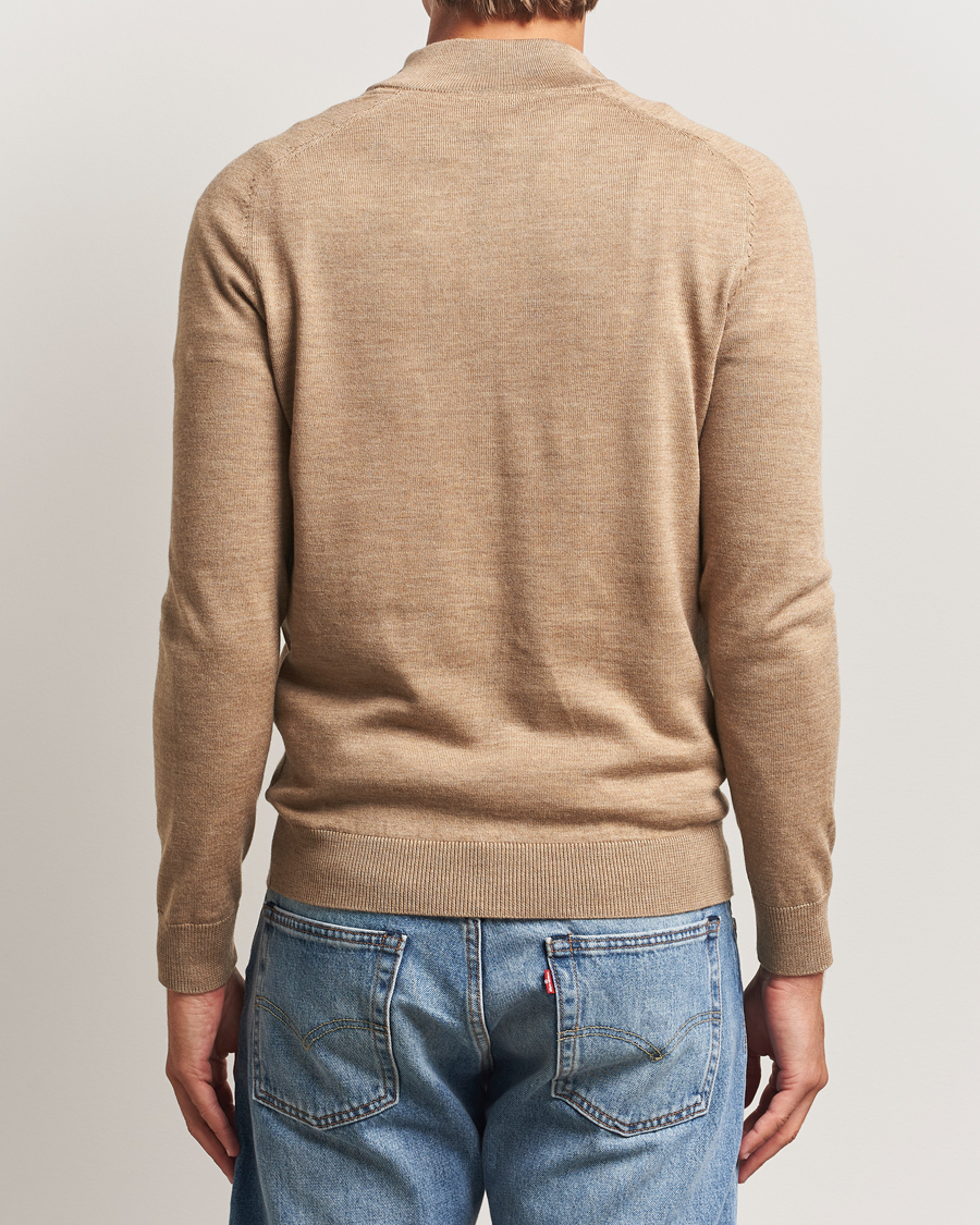 Heren | Truien | Morris | John Merino Half Zip Camel