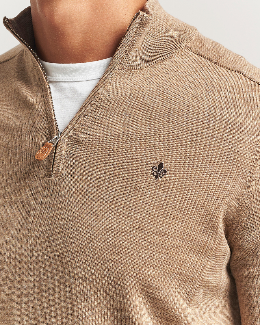 Heren | Truien | Morris | John Merino Half Zip Camel