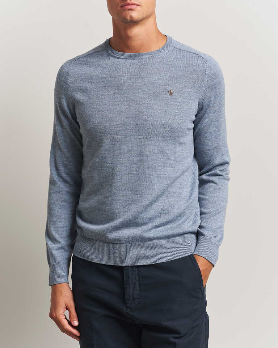 Heren | Truien | Morris | Merino O-Neck Light Blue