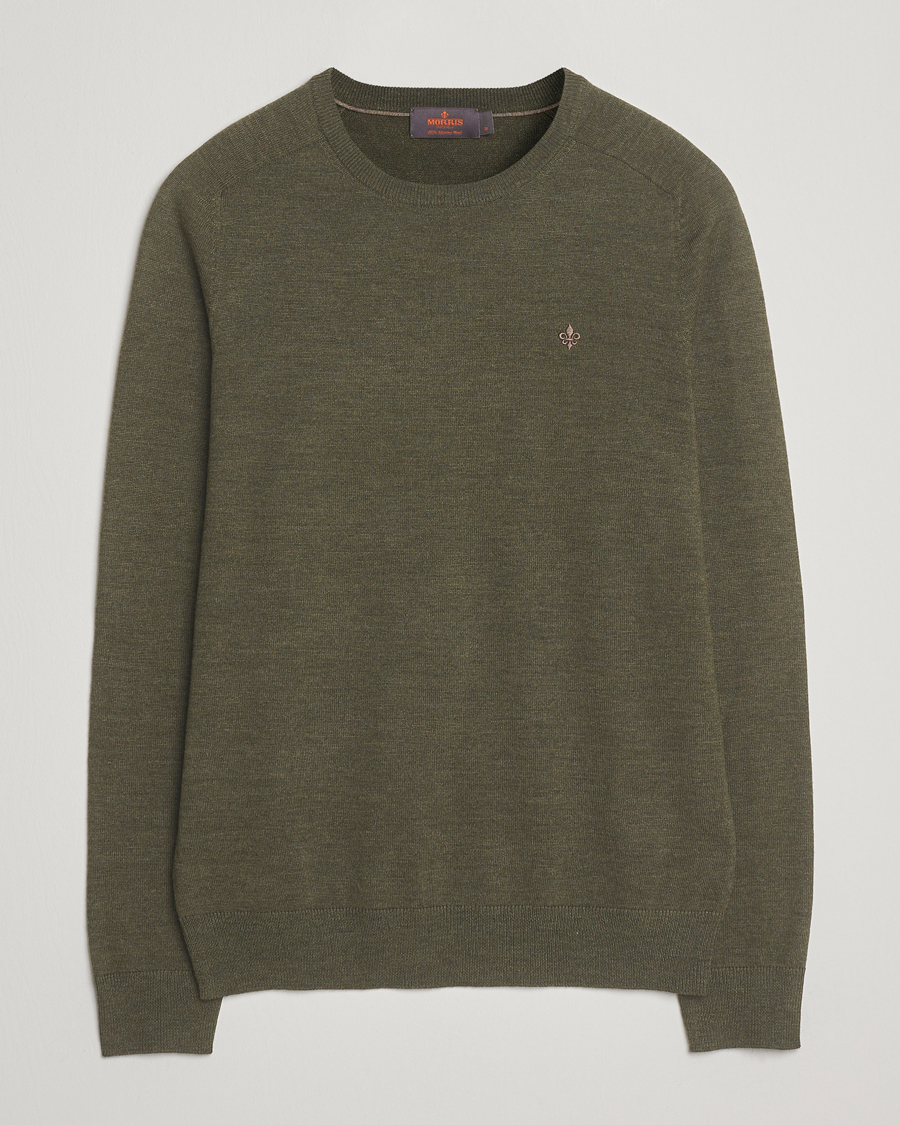 Heren | Truien | Morris | Merino O-Neck Olive