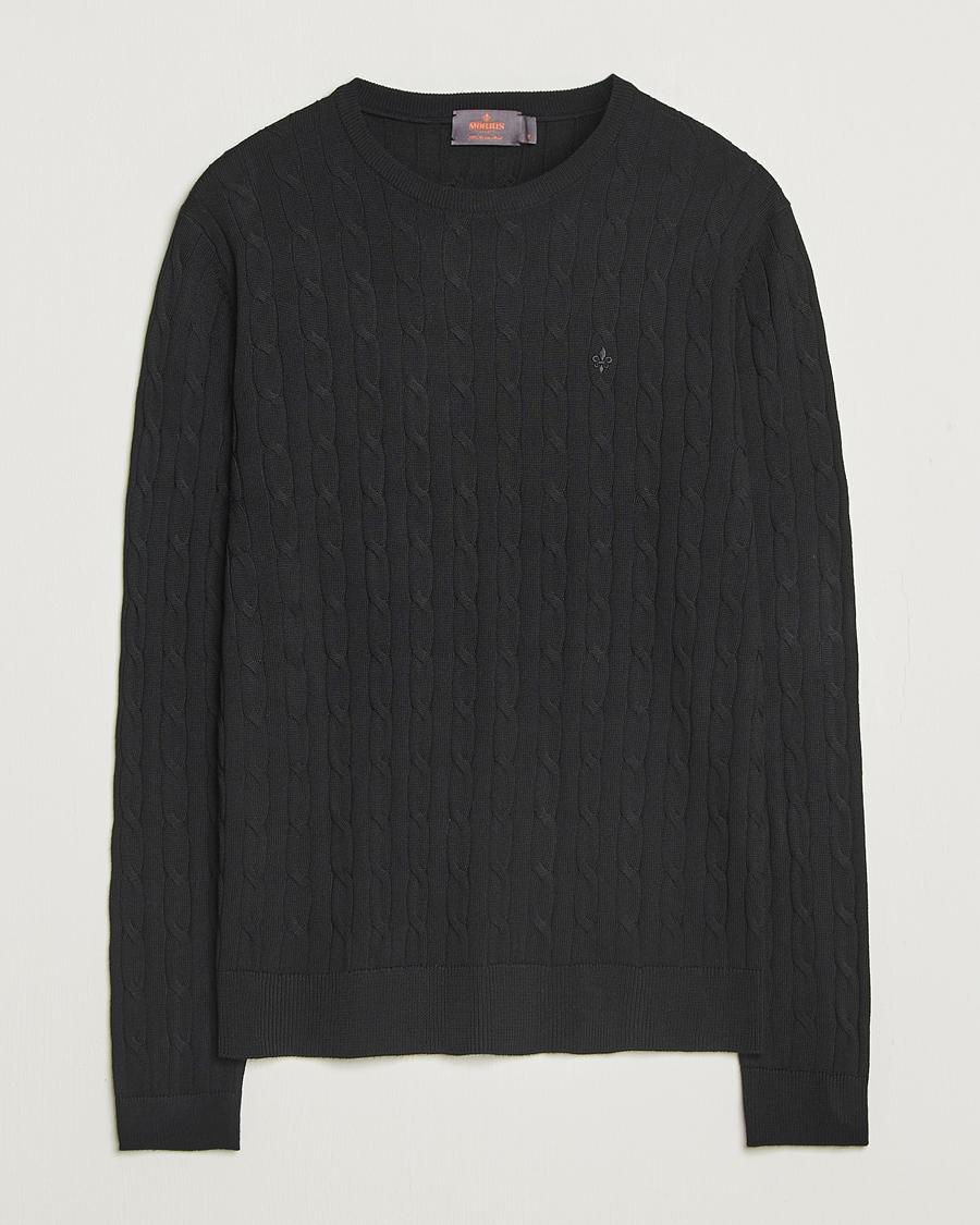 Heren | Truien | Morris | Merino Cable O-Neck Black