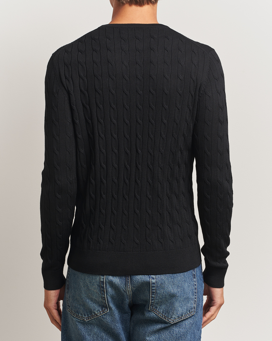 Heren | Truien | Morris | Merino Cable O-Neck Black