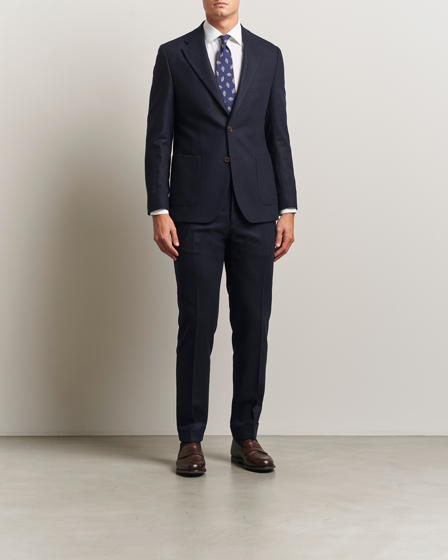 Heren | Blazers | Morris | Flannel Wool Blazer Navy