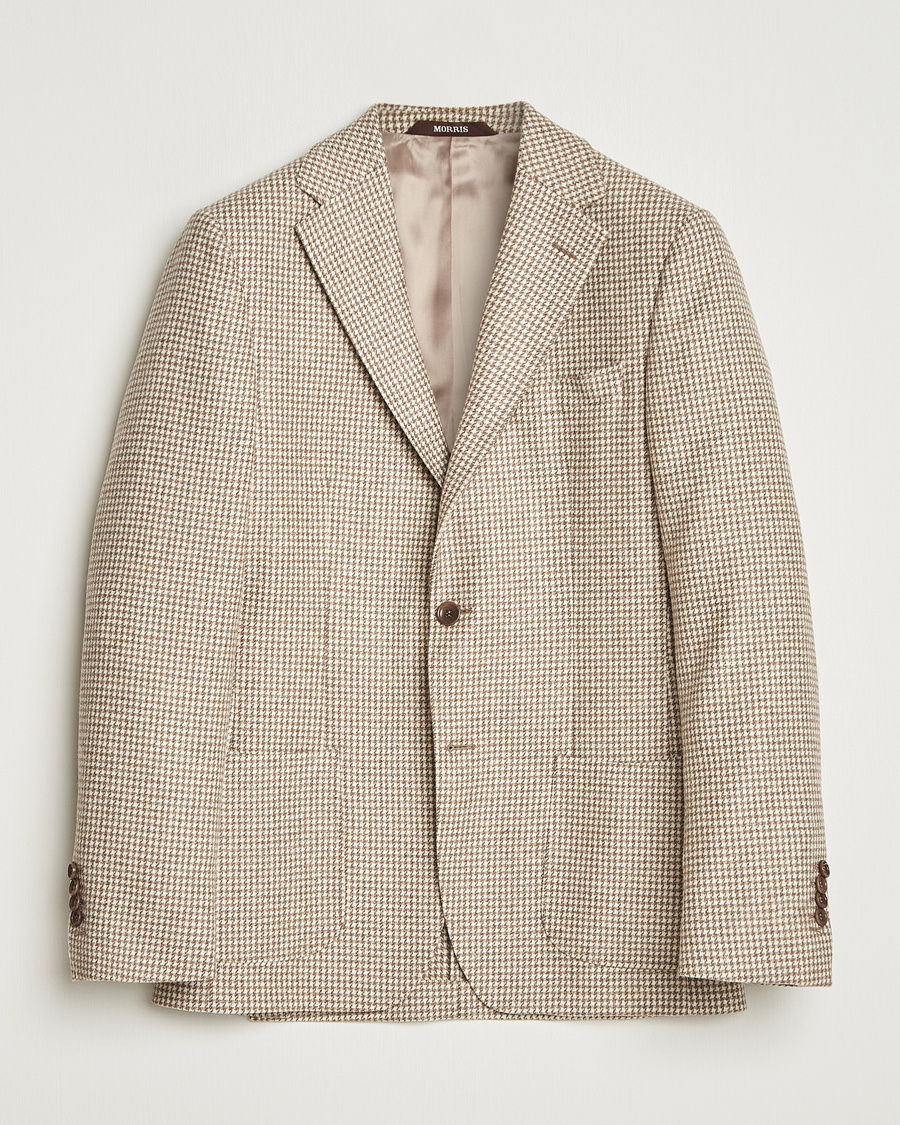 Homme | Blazers | Morris | Wool Silk Houndstooth Blazer Khaki