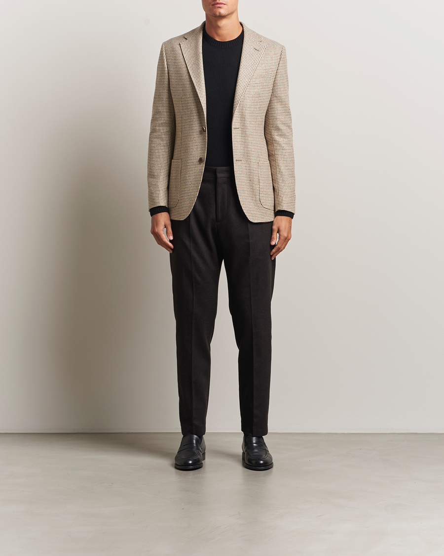 Homme | Blazers | Morris | Wool Silk Houndstooth Blazer Khaki