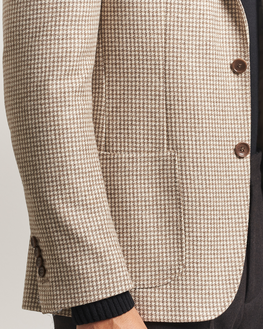Homme | Blazers | Morris | Wool Silk Houndstooth Blazer Khaki