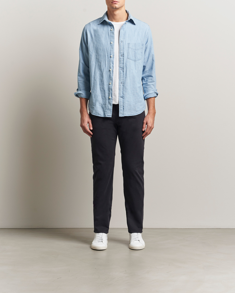 Heren | Broeken | Morris | James Brushed 5-Pocket Pants Blue