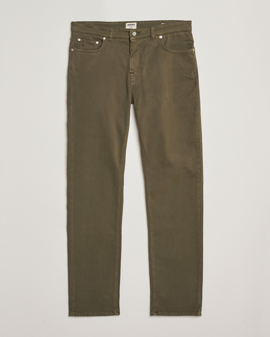 Heren | Broeken | Morris | James Brushed 5-Pocket Pants Olive