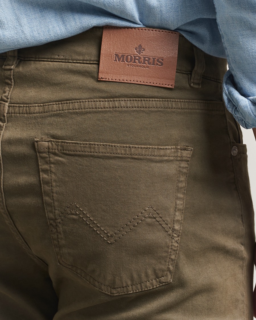 Heren | Broeken | Morris | James Brushed 5-Pocket Pants Olive
