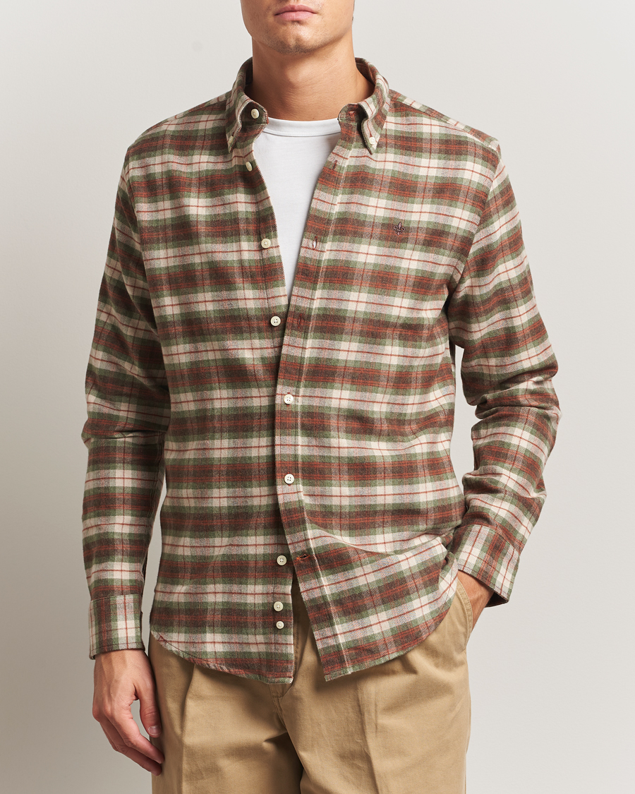 Heren | Overhemden | Morris | Flannel Check Shirt Olive