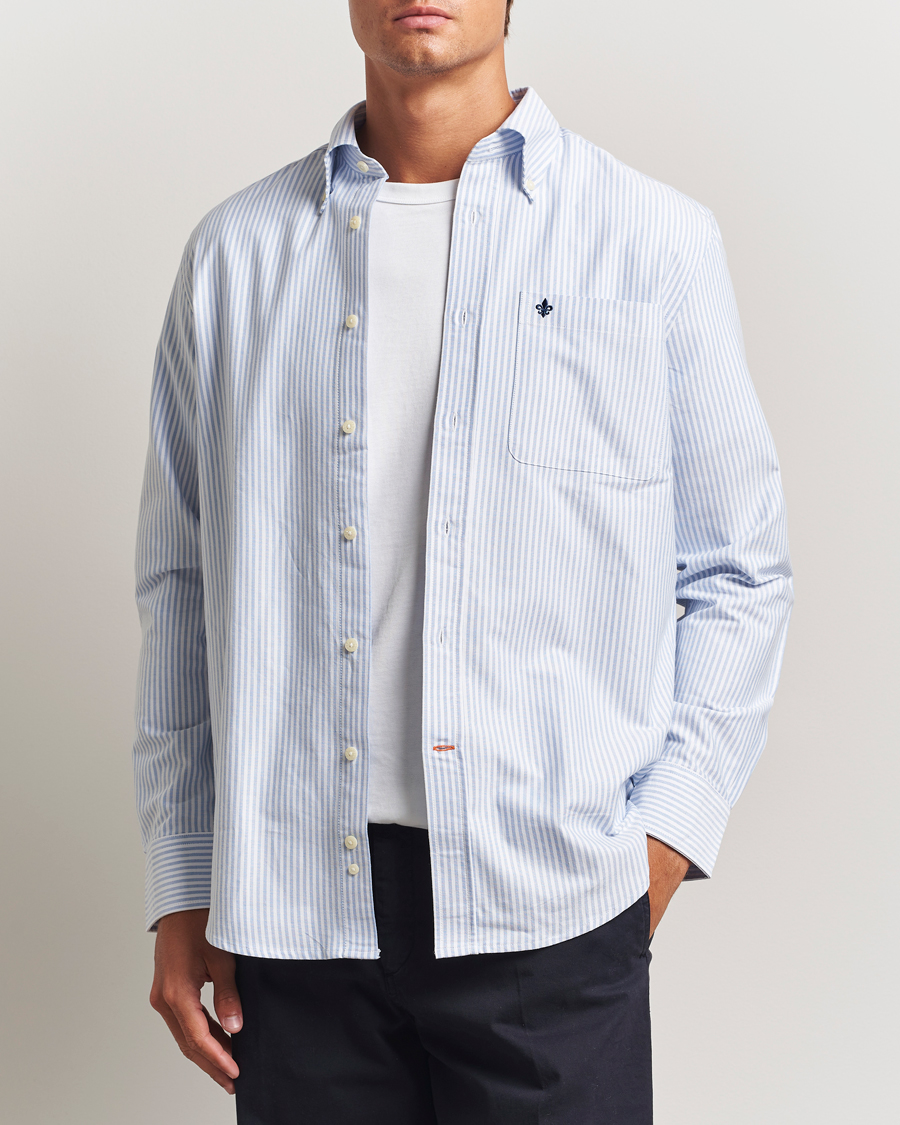 Heren | Overhemden | Morris | Club Oxford Striped Pocket Shirt Blue
