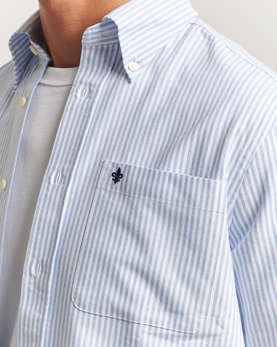 Heren | Overhemden | Morris | Club Oxford Striped Pocket Shirt Blue